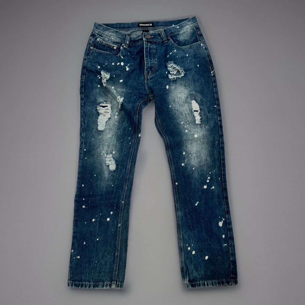 Imperious Straight Fit Distressed Men's Denim Jeans  Size 36x31 Grunge Skater